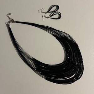 Black beaded necklace and earrings